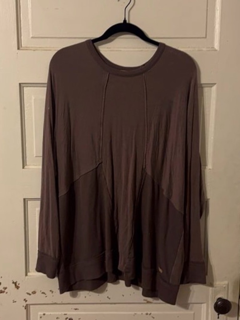 BKE Oversized Long Sleeve Top in Brown